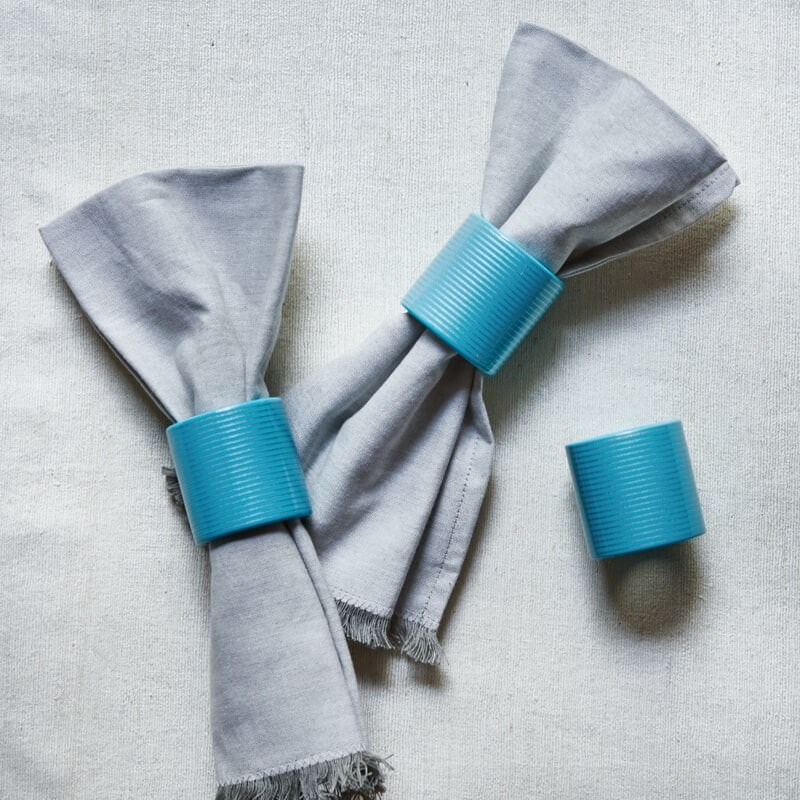 Von Gern Home, Napkin rings, Stripe napkin ring, turquoise & silver stripes