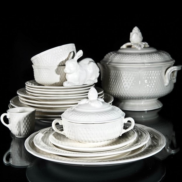 Gien, Pont aux Choux White, Tea cups and saucers, set of 2