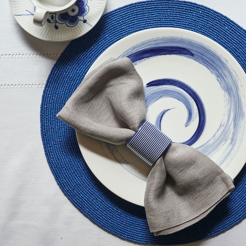 Von Gern Home, Napkin rings, Stripe napkin ring, navy & white stripes