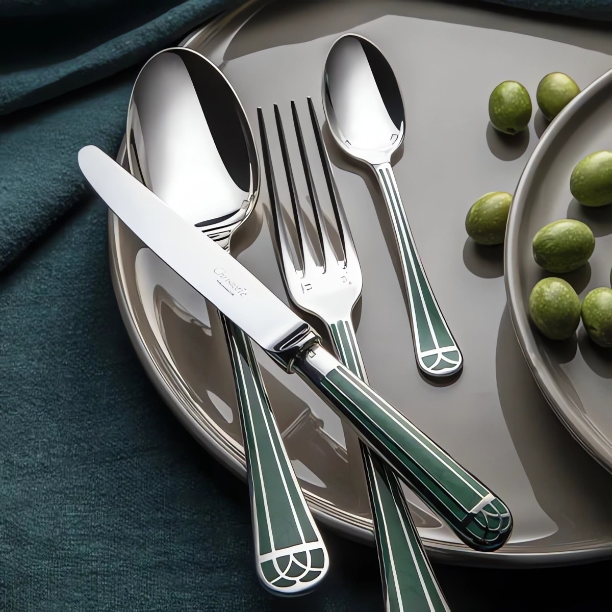Christofle, Talisman Green cutlery, silver plated, Tea spoon