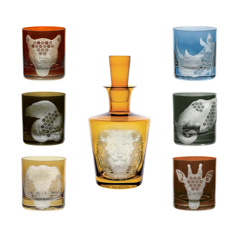 Artel, African Safari double old fashioned, Decanter, lion