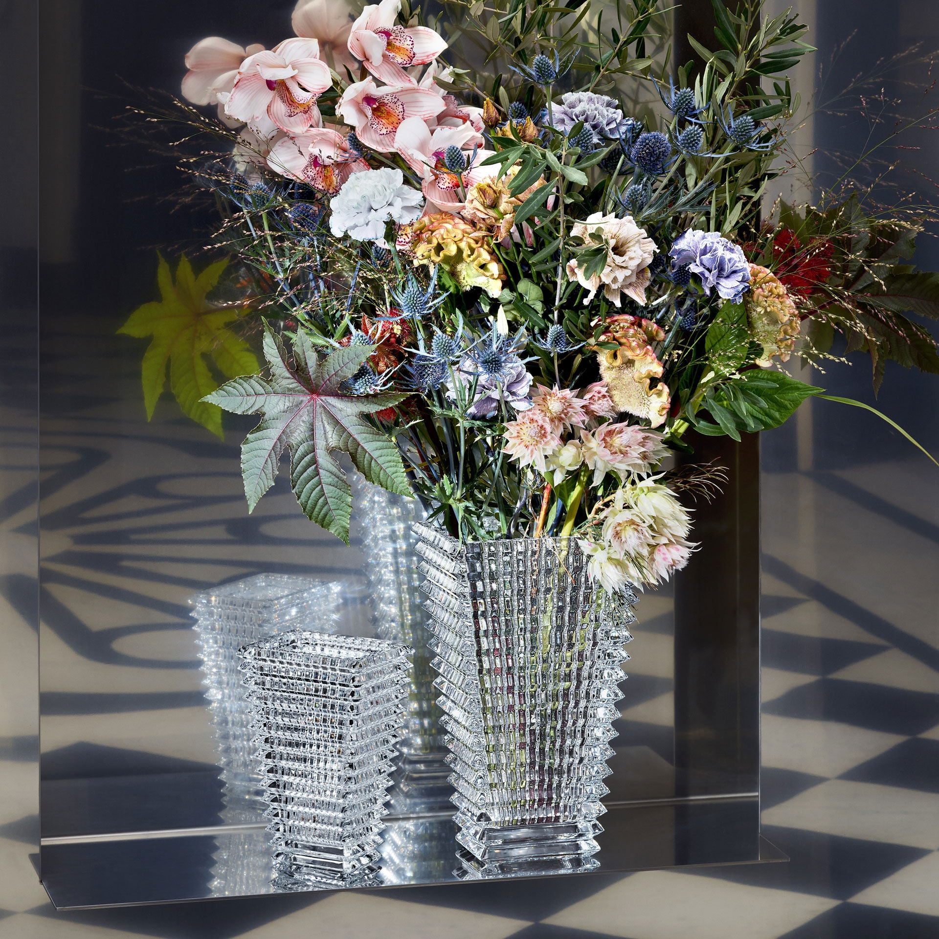 Baccarat, Eye vases, Rectangular vase small, clear