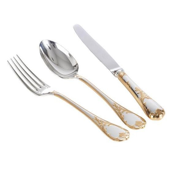 Christofle, Marly, silver plated - gold accent, Cake fork