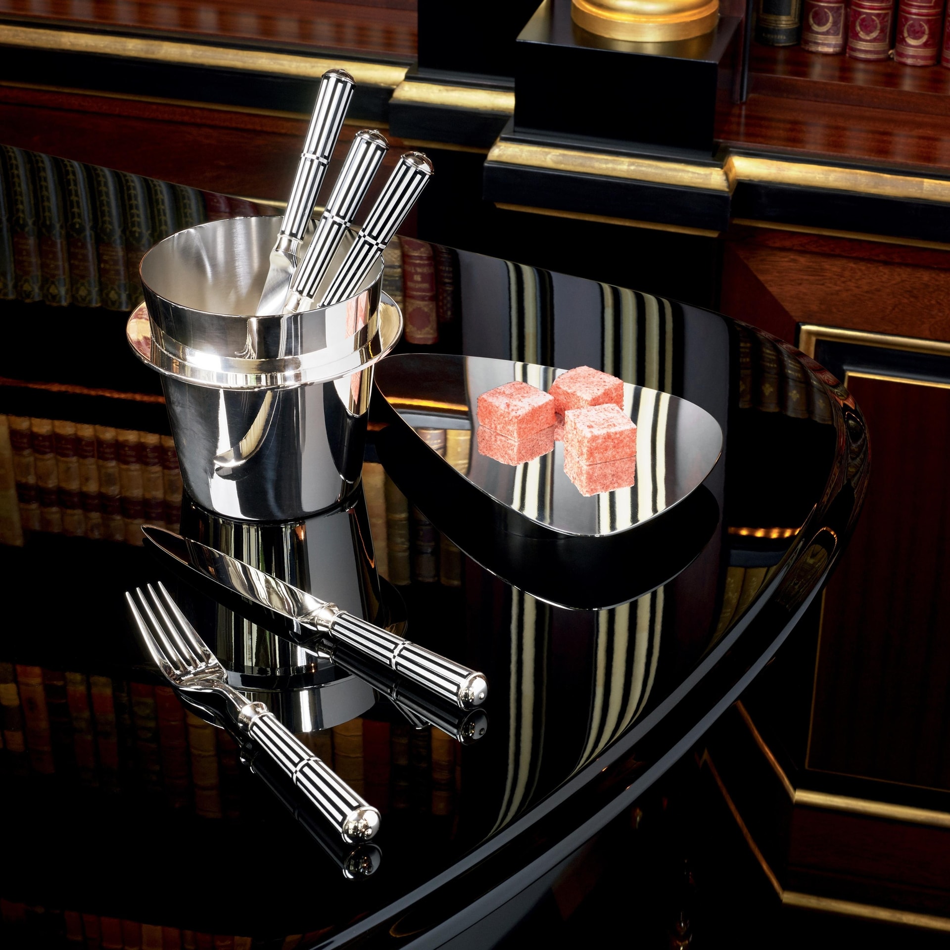 Ercuis, Arts decoratifs paquebot black, Dessert spoon