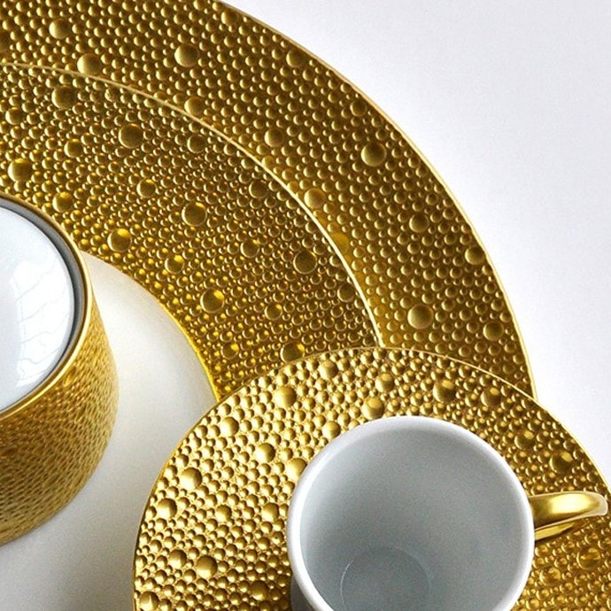 Bernardaud, Ecume Gold, Set of 4 tea cups & saucers