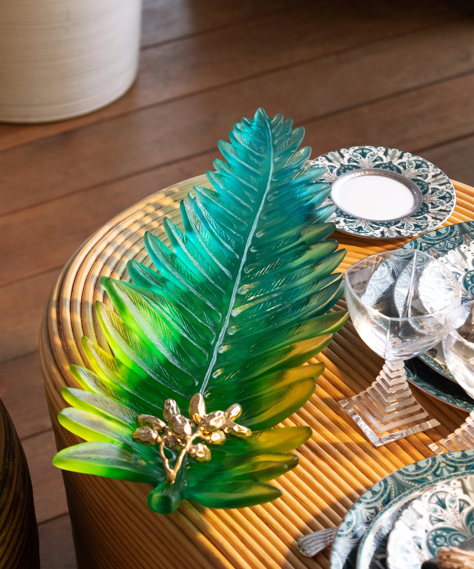 Daum, Palm Beach, Large leaf bowl, 225ex