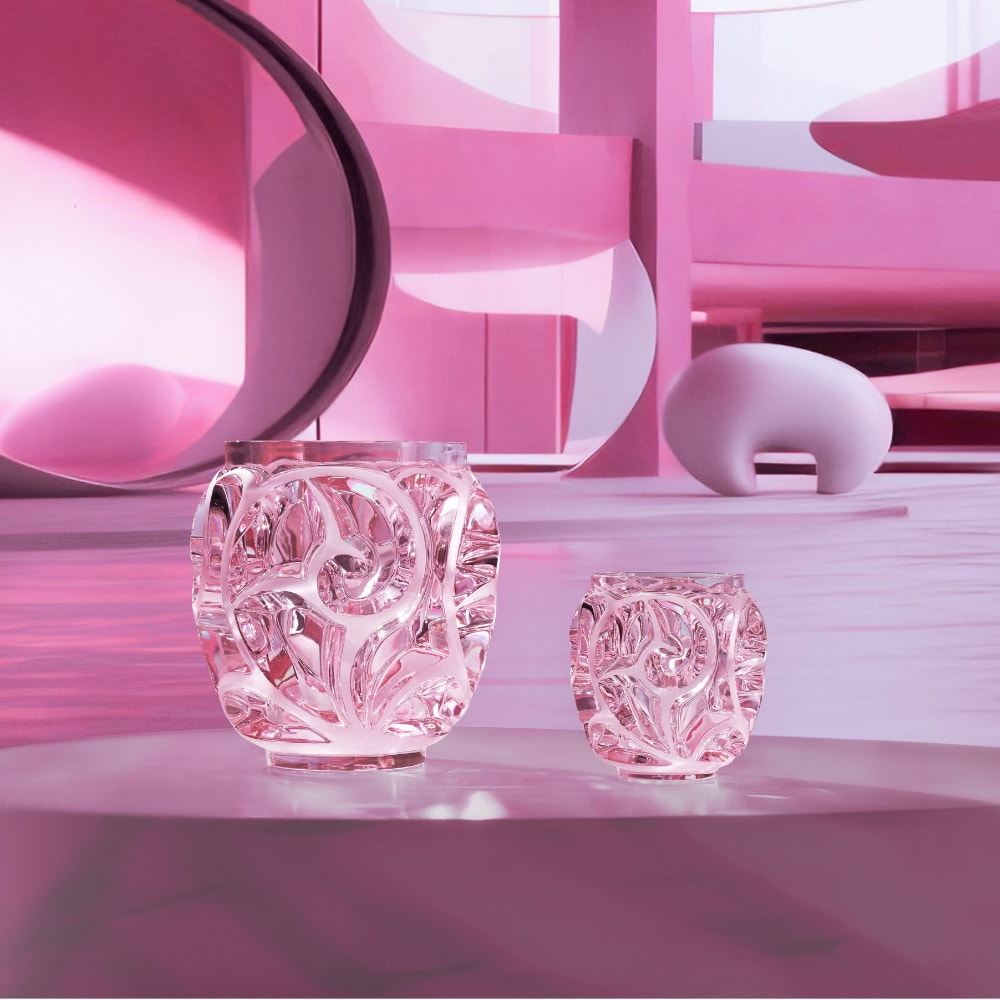 Lalique, Tourbillons vases, Small vase, pink luster