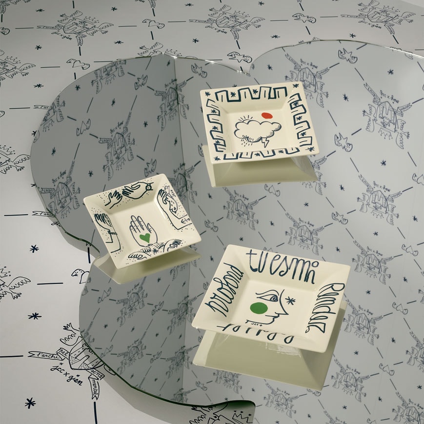 Gien, L'Archipel Sentimental, Square candy tray Lune