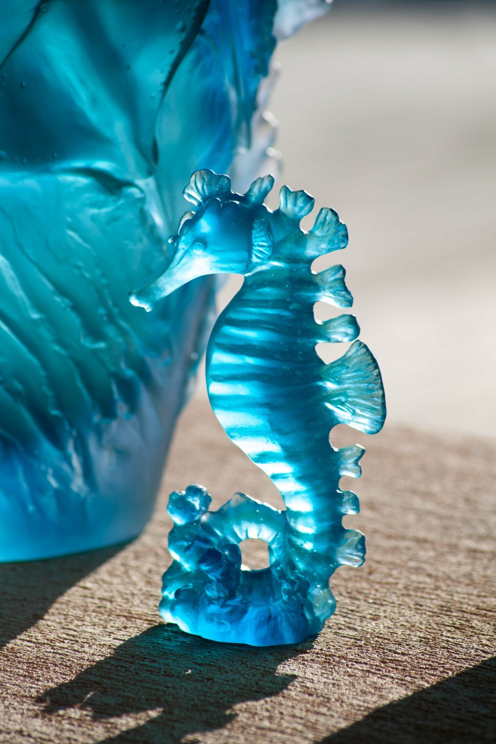 Daum, Maya sculptures, Small Blue Seahorse