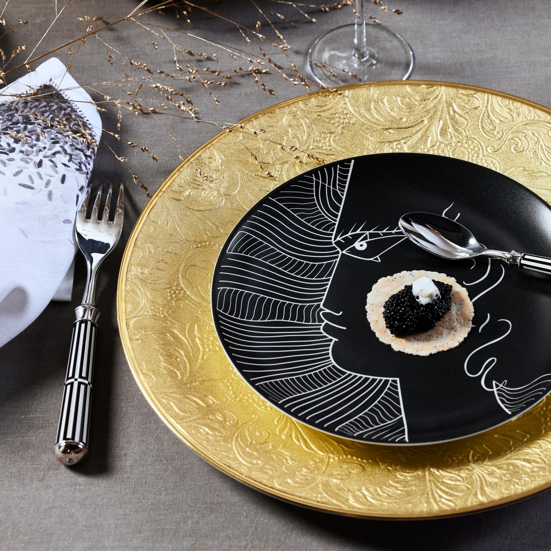 Ercuis, Arts decoratifs paquebot black, Dinner fork