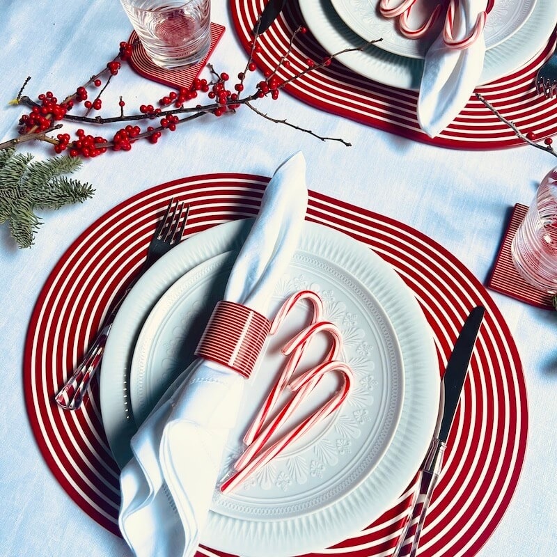 Von Gern Home, Napkin rings, Stripe napkin ring, red & white stripes