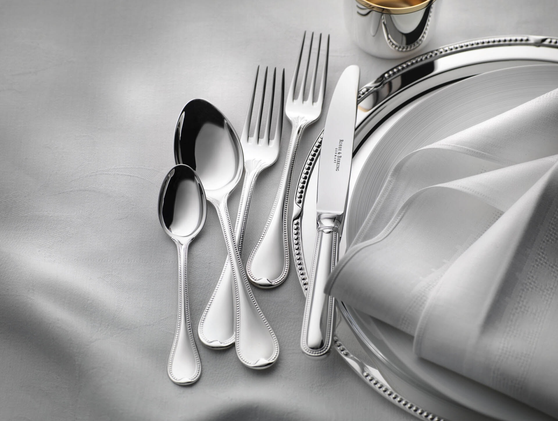 Robbe & Berking, Französisch-perl cutlery, sterling silver, Dessert fork