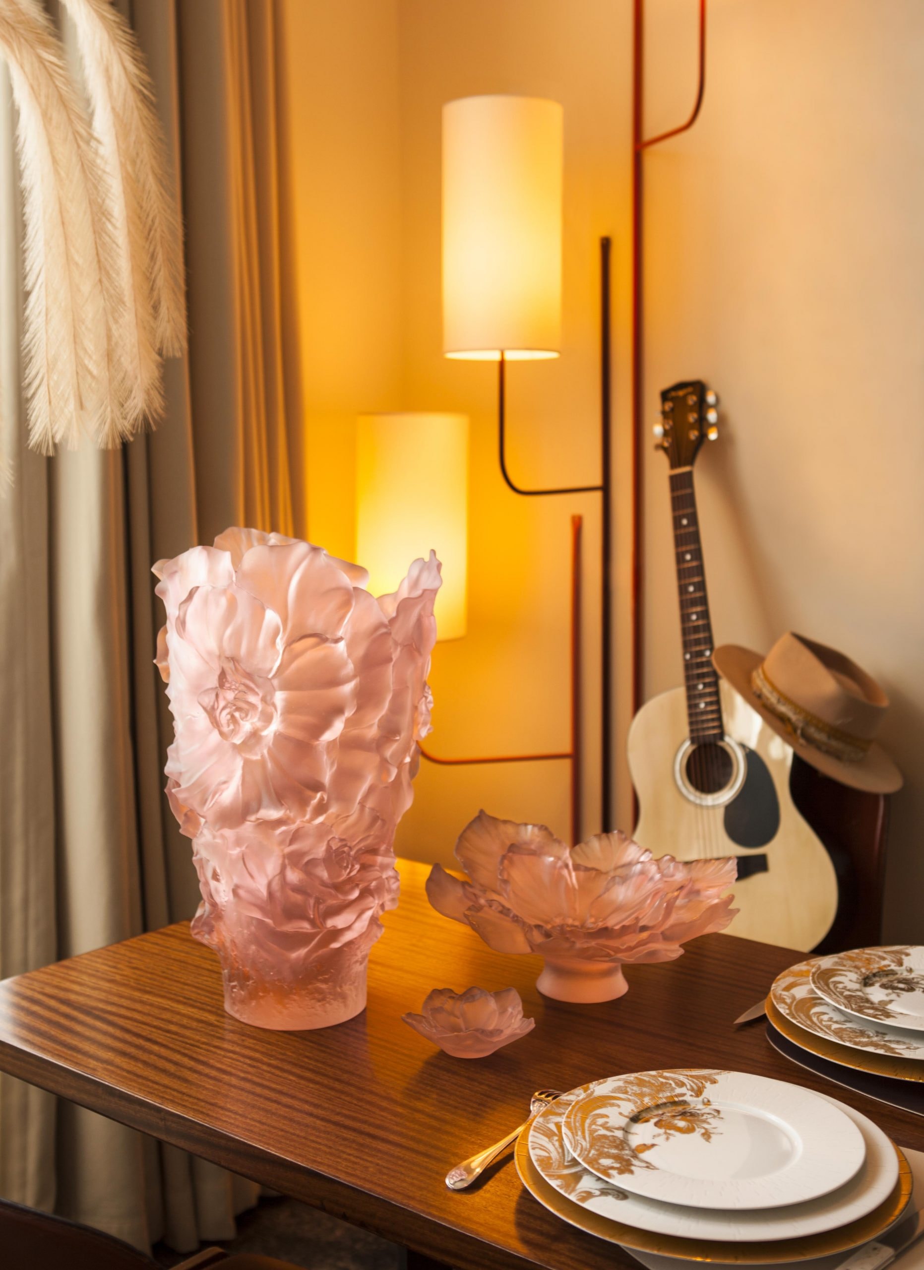Daum, Camelia bowls and flowers, Large bowl, pink