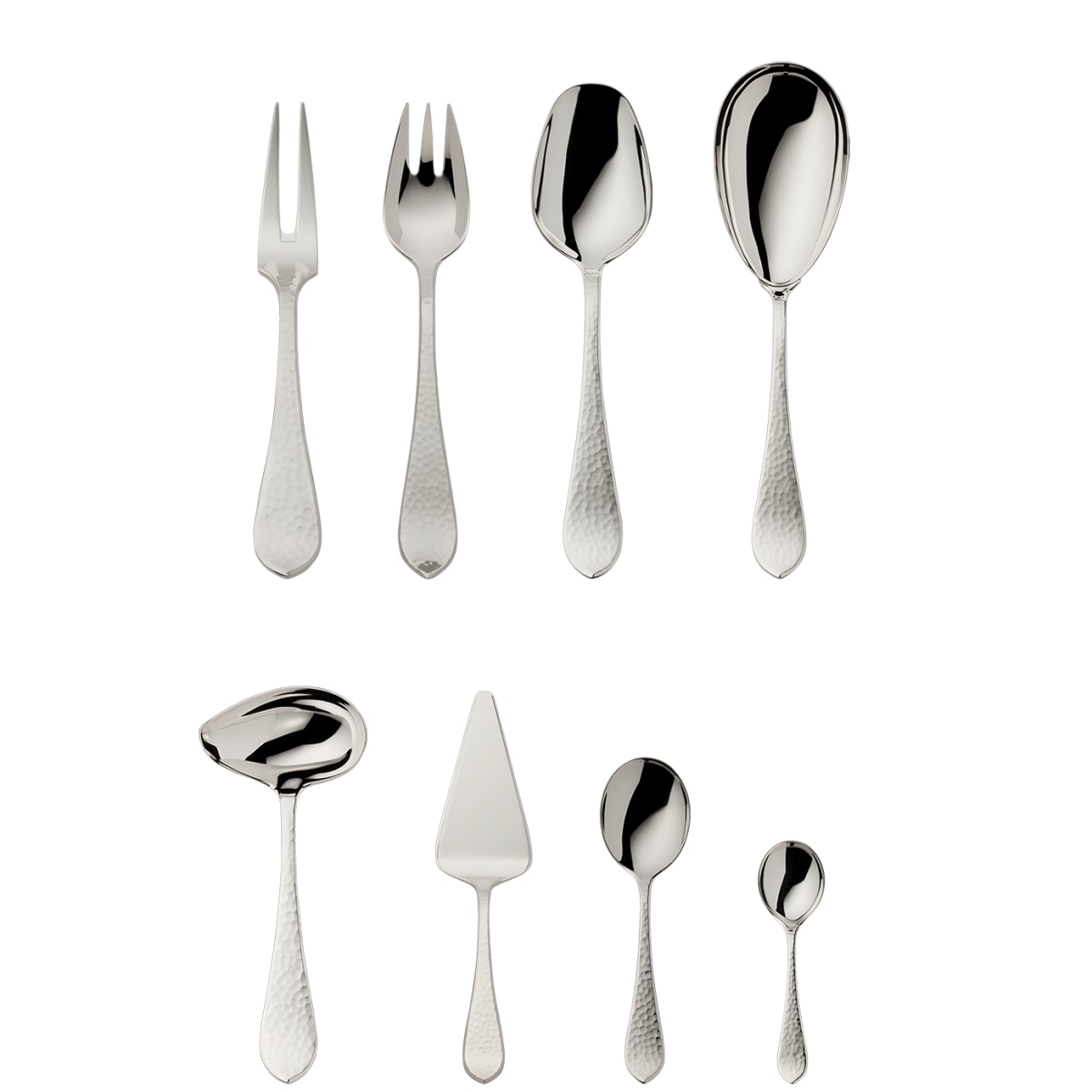 Robbe & Berking, Martelé cutlery, sterling silver, Martele 9-piece set