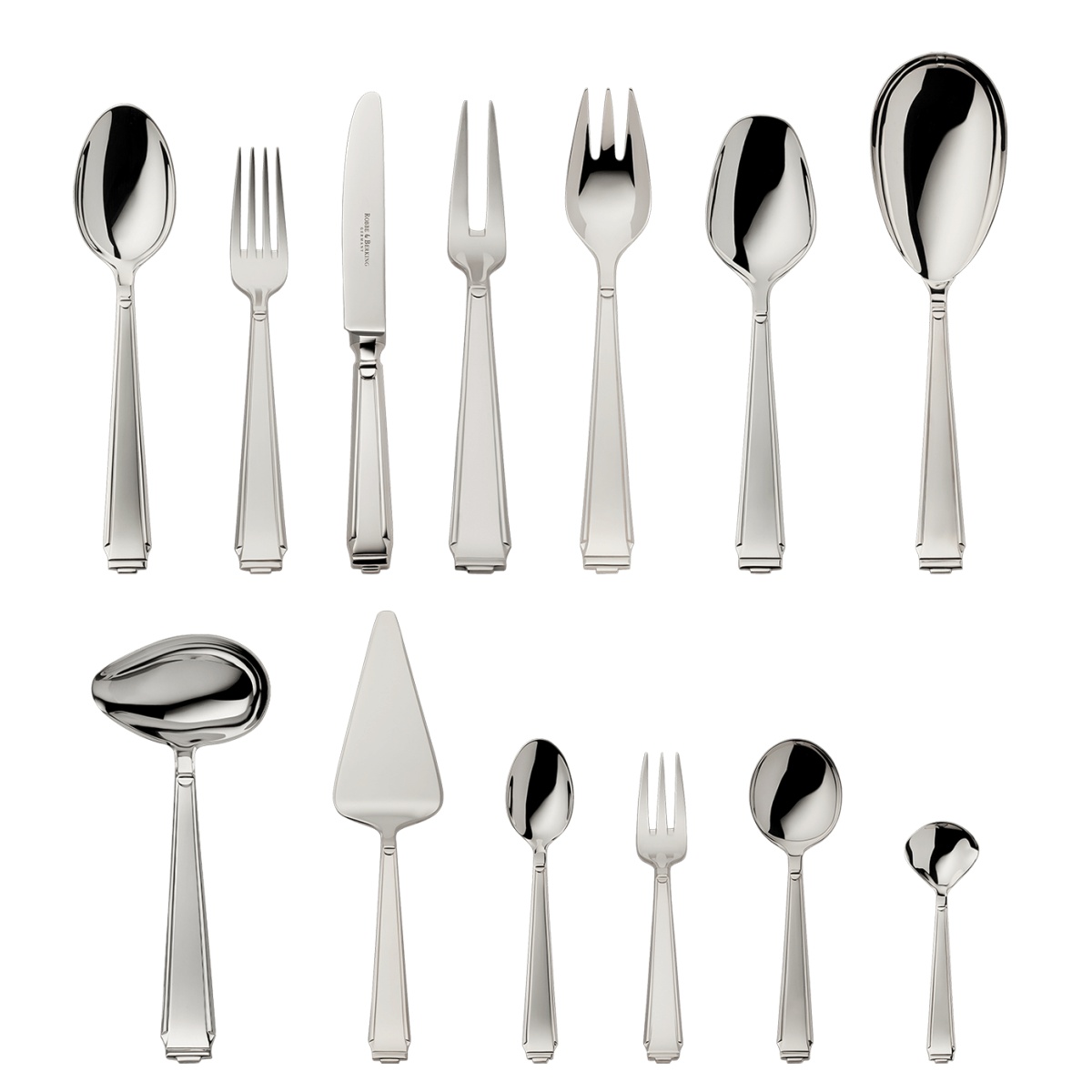 Robbe & Berking, Art Deco cutlery, sterling silver, 39-piece set