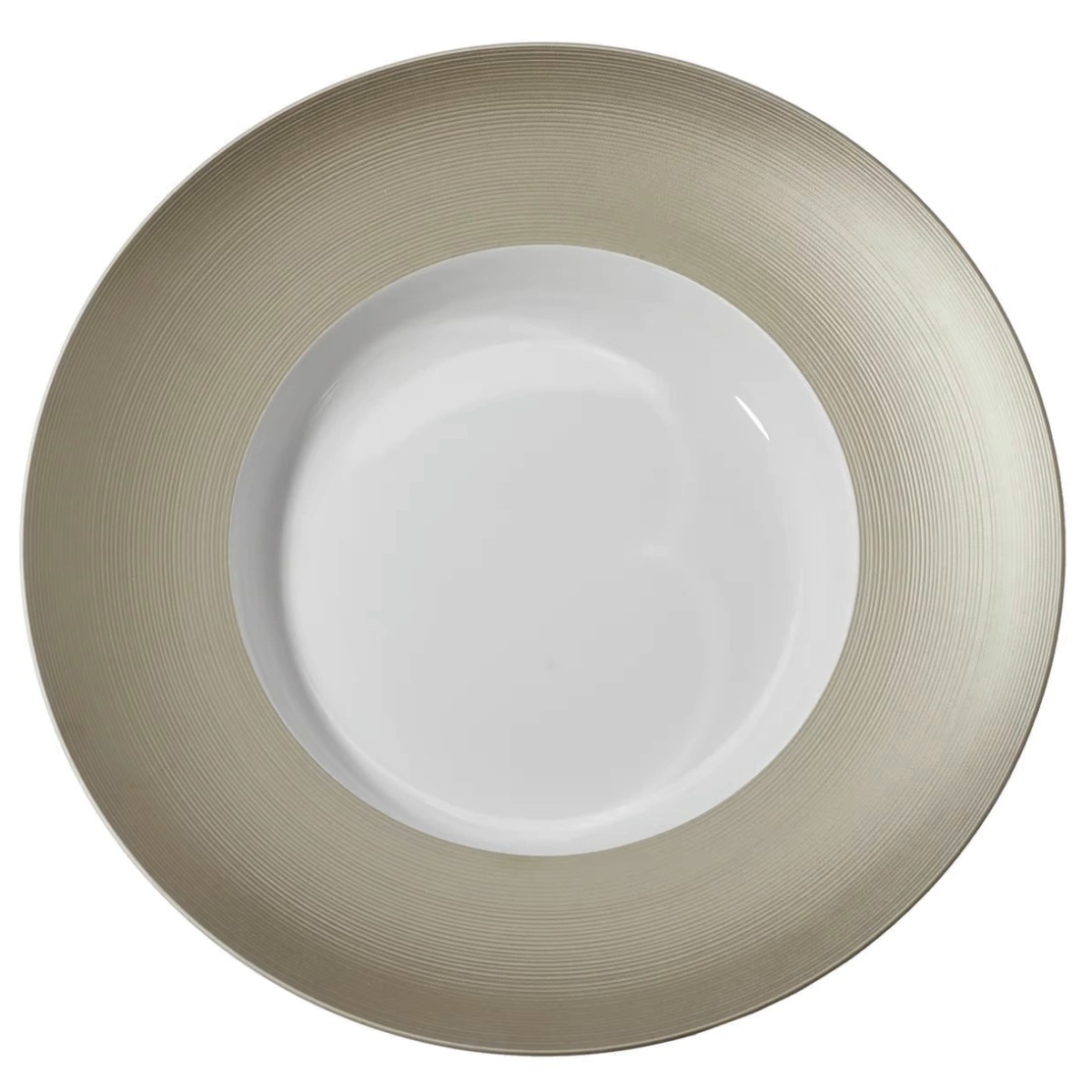 J.L Coquet, Hémisphère Grey Metallic, Deep round platter with rim