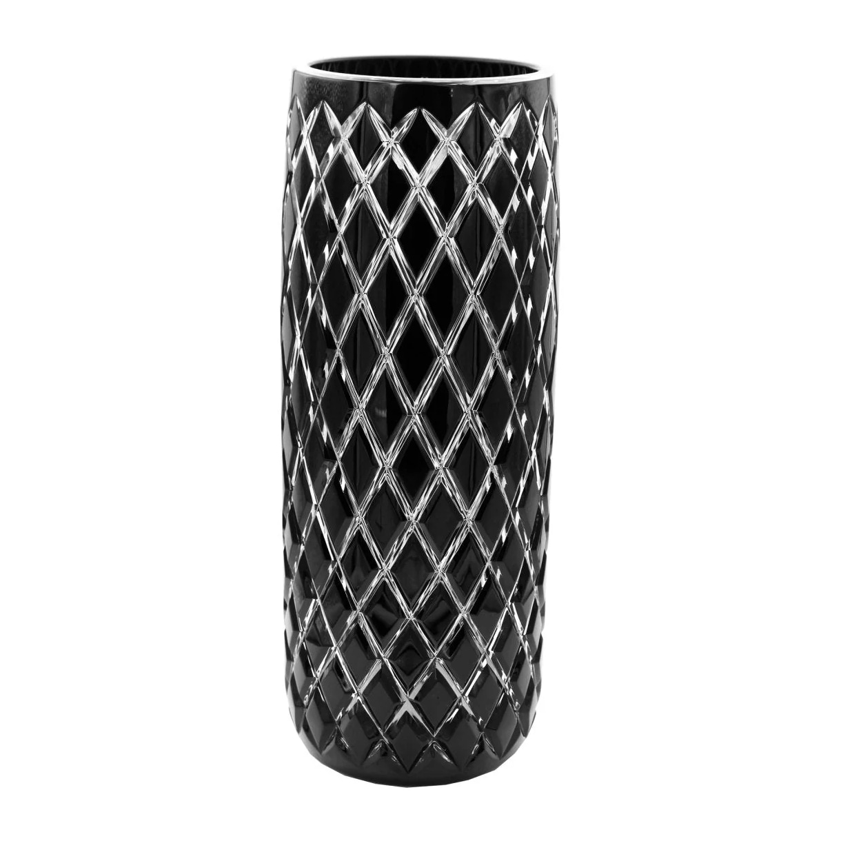 Cristallerie de Montbronn, Harlequin, Tube vase, black