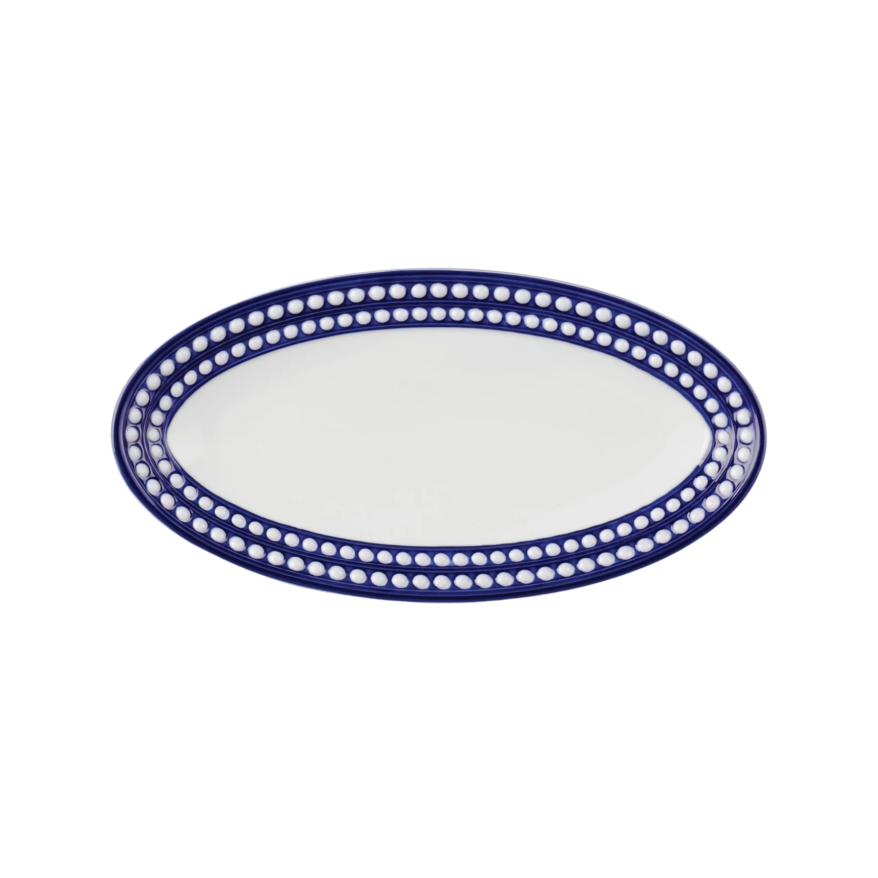 L'Objet, Perlée bleu, Oval platter, small