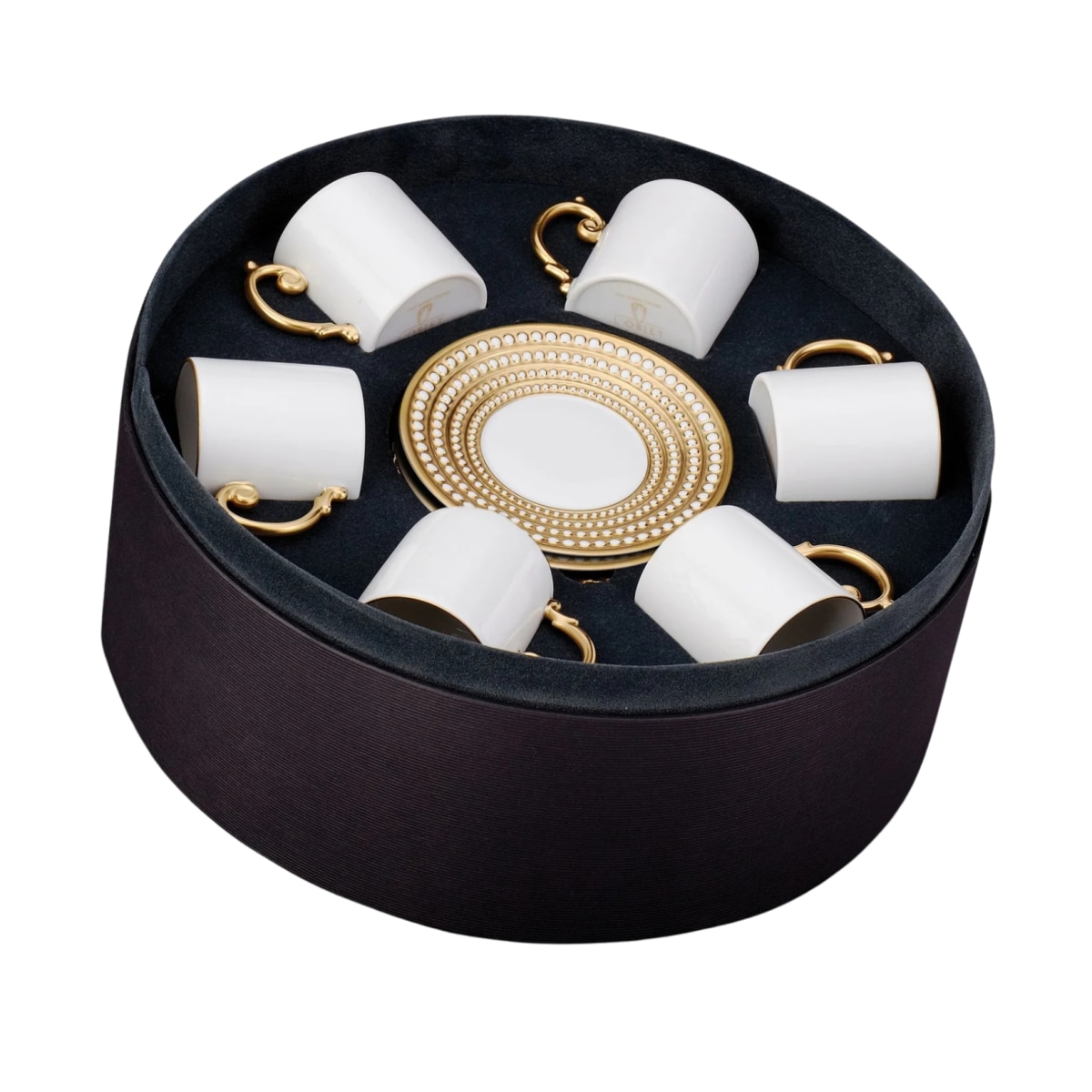 L'Objet, Perlée gold, Espresso cup and saucer set of 6