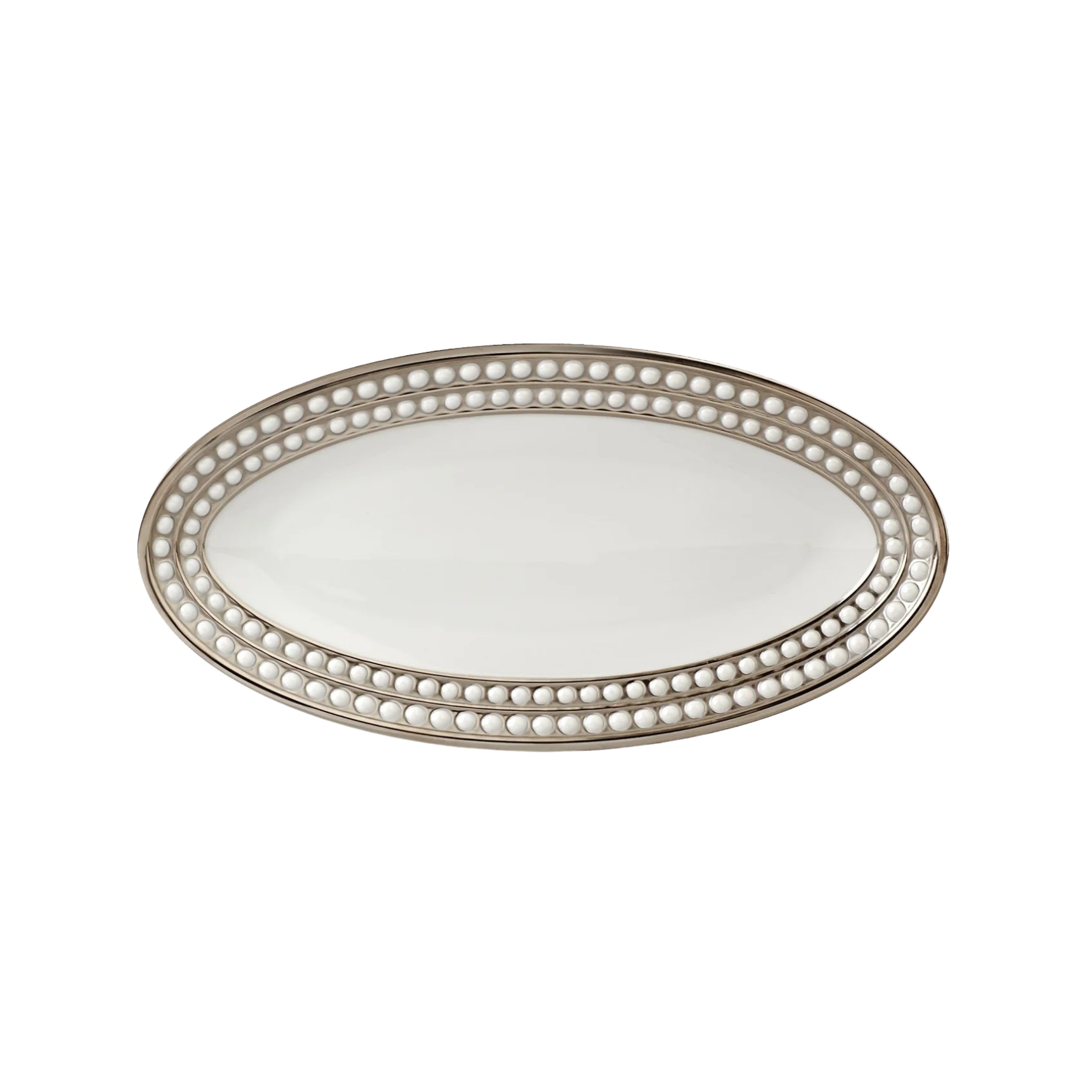 L'Objet, Perlée platinum, Oval platter, small