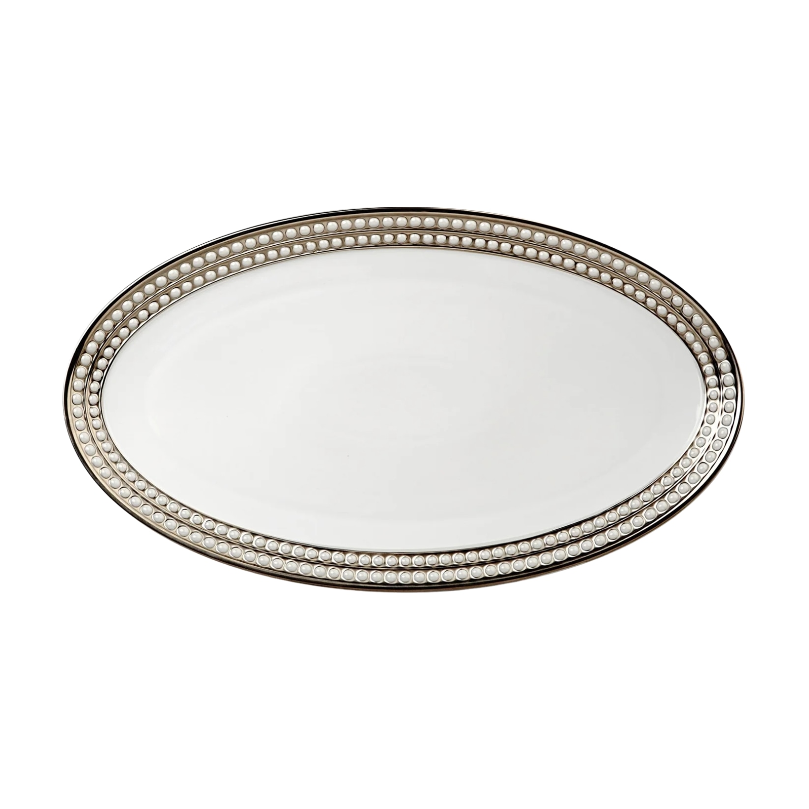 L'Objet, Perlée platinum, Oval platter, large