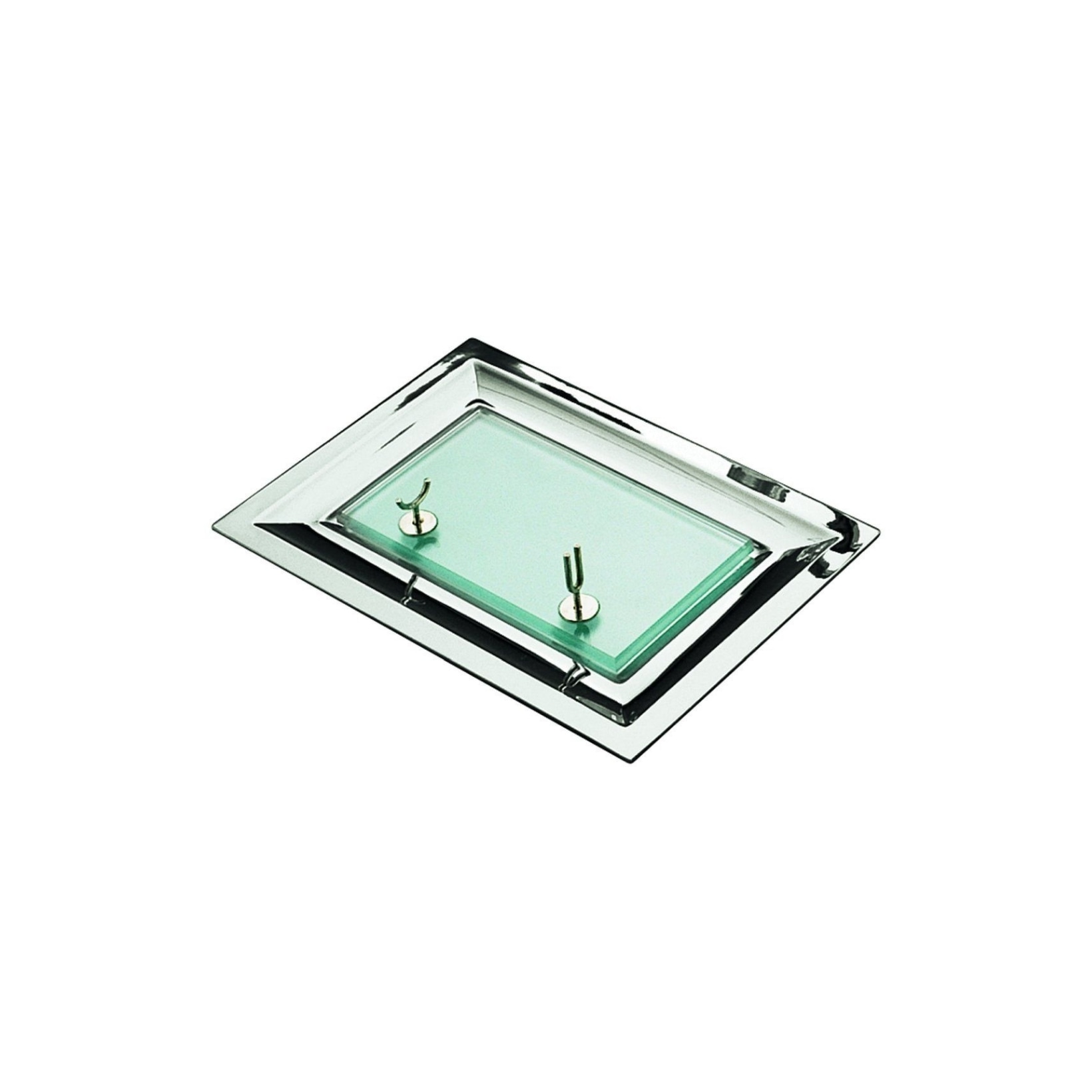 Schiavon, Essentia table accessories, silver plated, Edged rectangular butter dish with knife