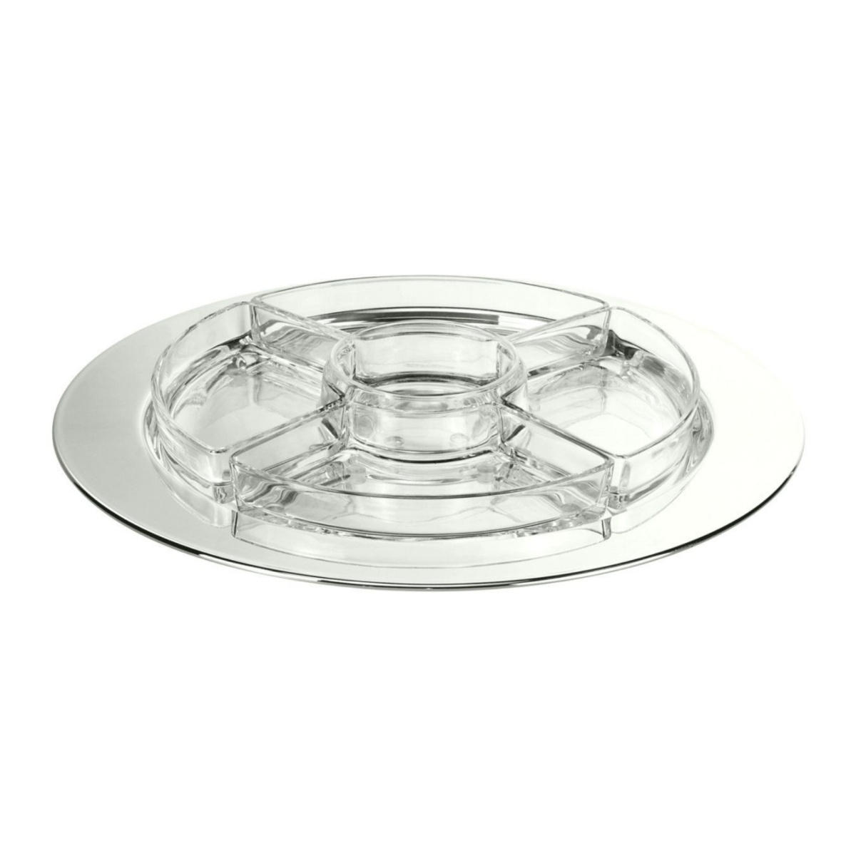 Schiavon, Essentia table accessories, silver plated, Round hors d'oeuvre server