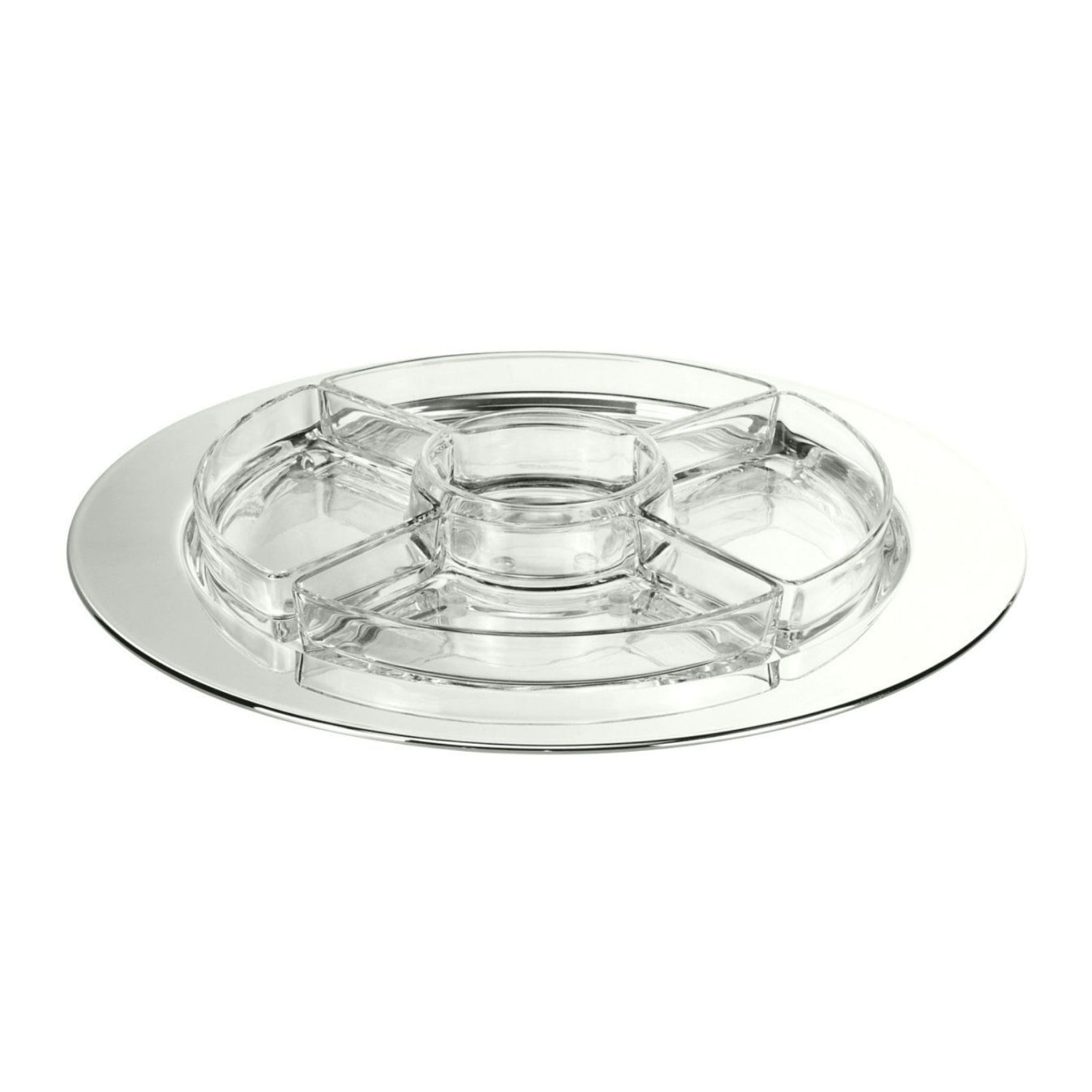 Schiavon, Essentia table accessories, silver plated, Round hors d'oeuvre server