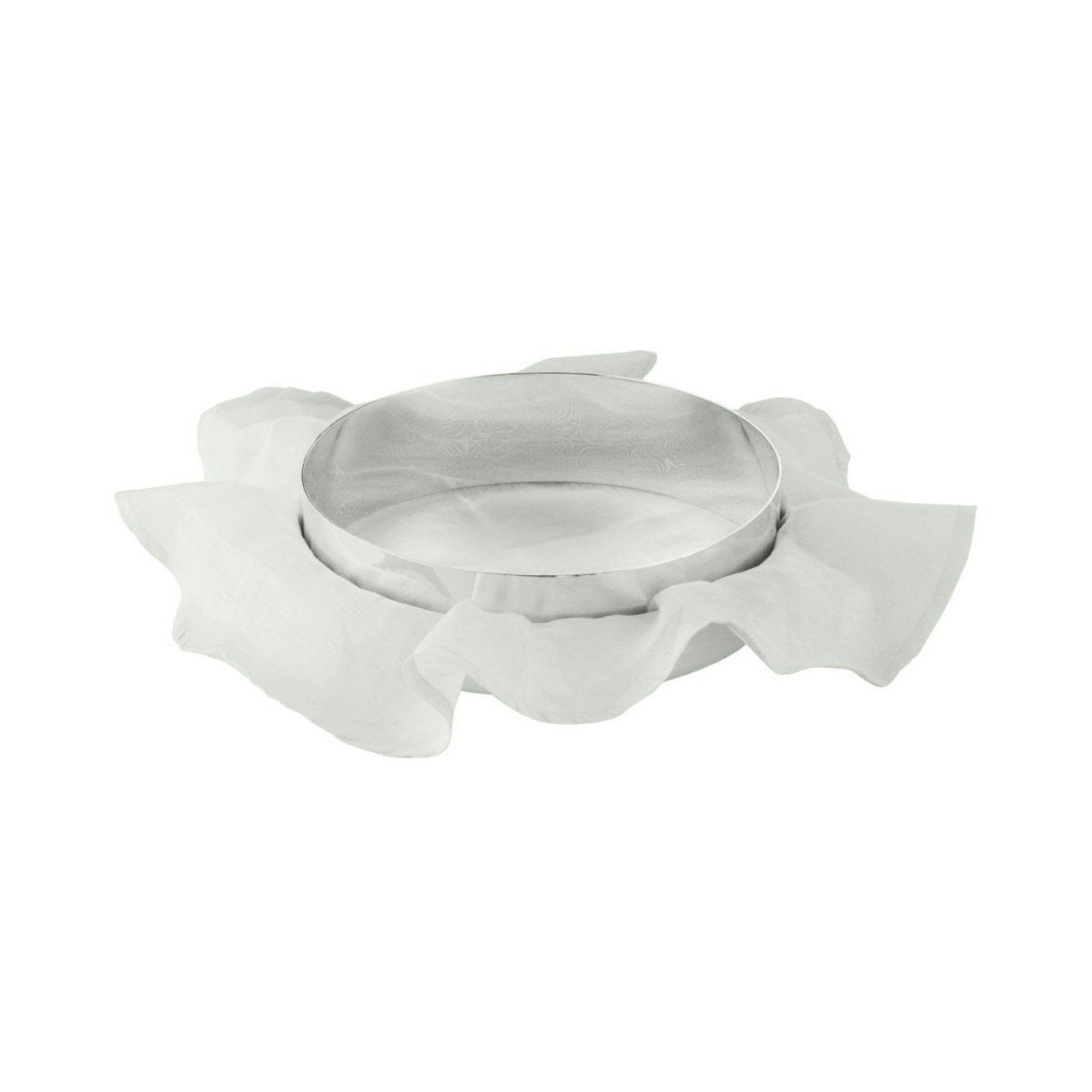 Schiavon, Essentia table accessories, silver plated, Round bread basket with napkin