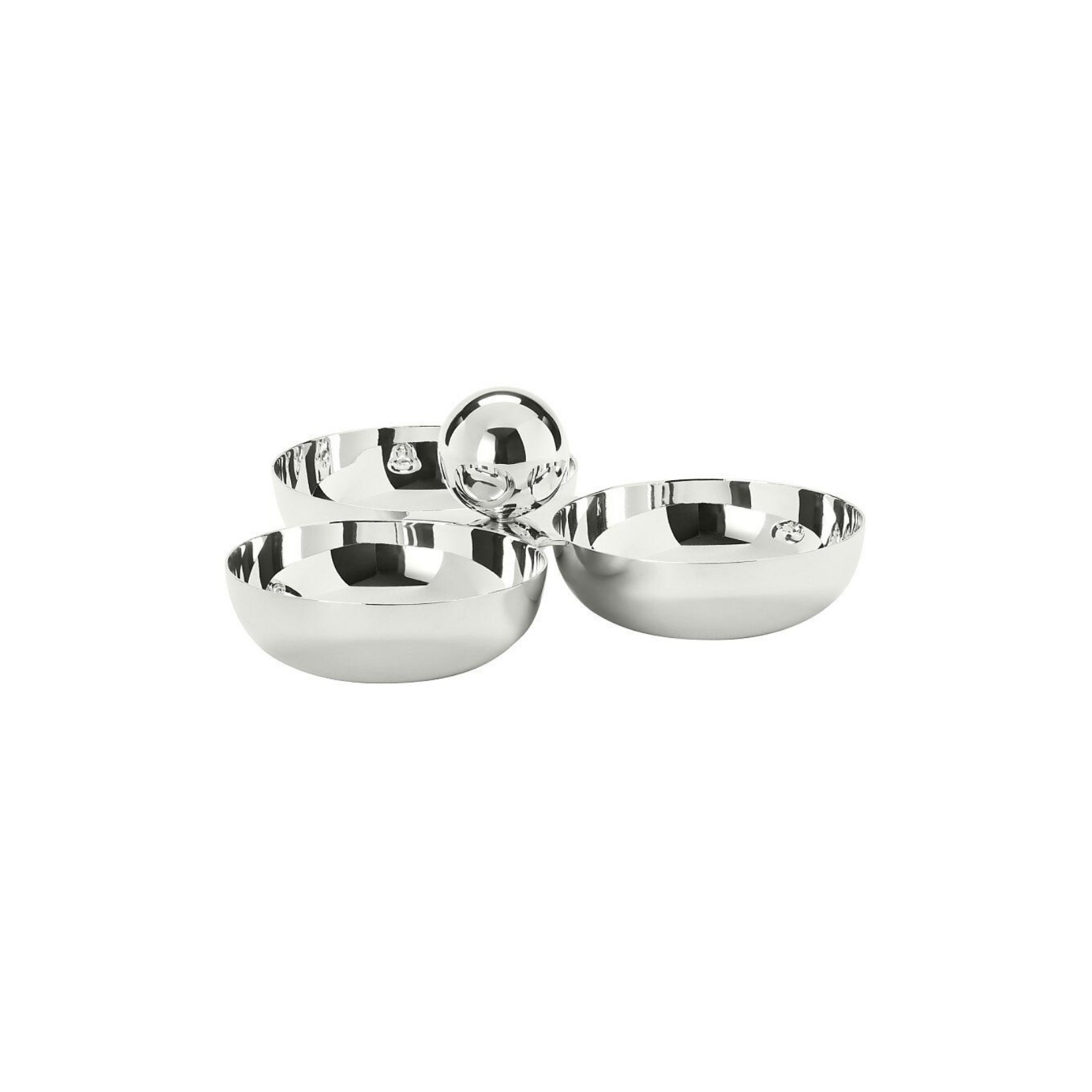 Schiavon, Essentia table accessories, silver plated, Three-section nut dish