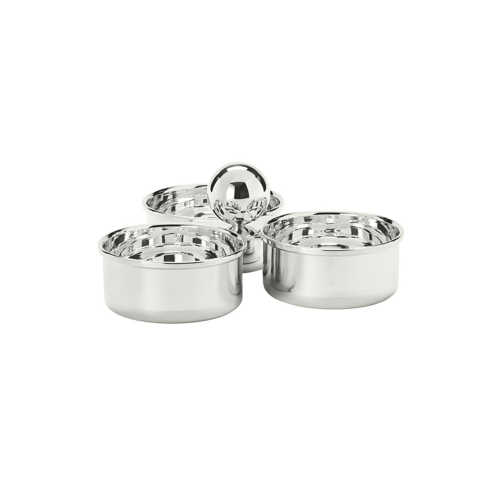 Schiavon, Essentia table accessories, silver plated, Three-section snack dish