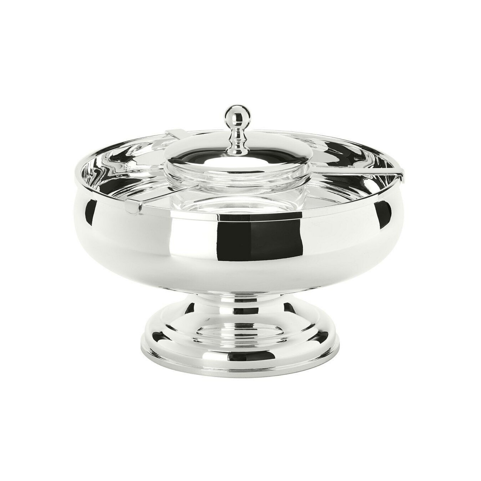 Schiavon, Essentia table accessories, silver plated, Round caviar dish with base