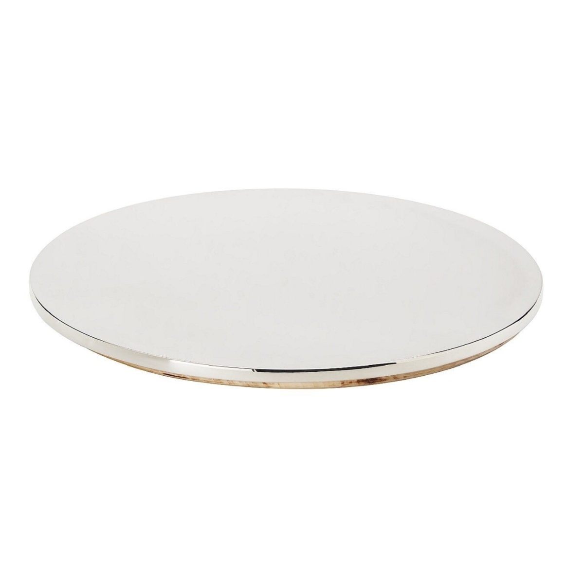 Schiavon, Essentia table accessories, silver plated, Round swivel tray with wood