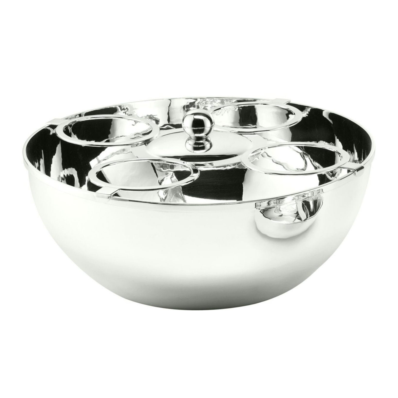 Schiavon, Essentia bar accessories, silver plated, Champagne bowl with 4 bottles support