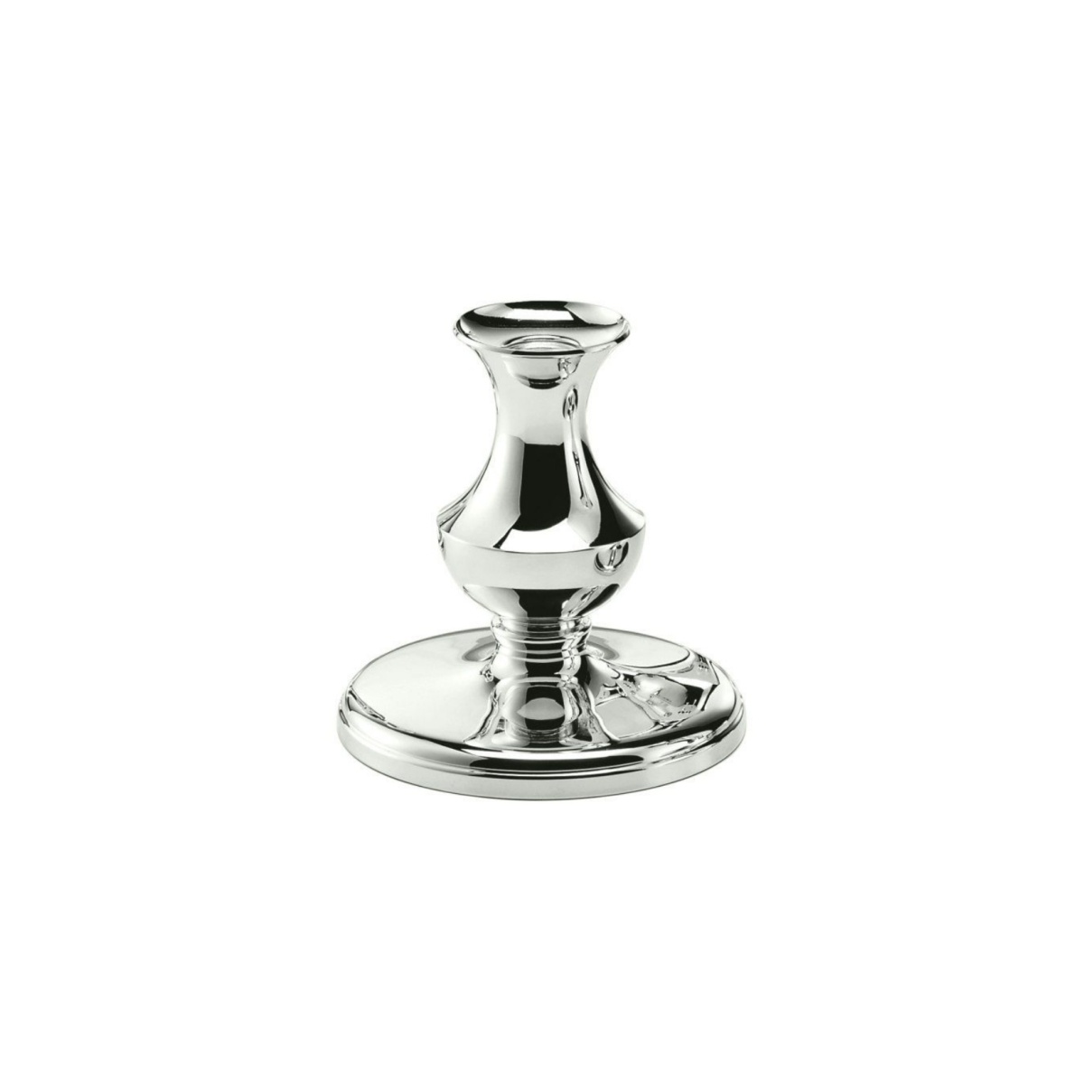Schiavon, Essentia сandleholders and vases, silver plated, Round single-stem semisphere-shaped candleholder