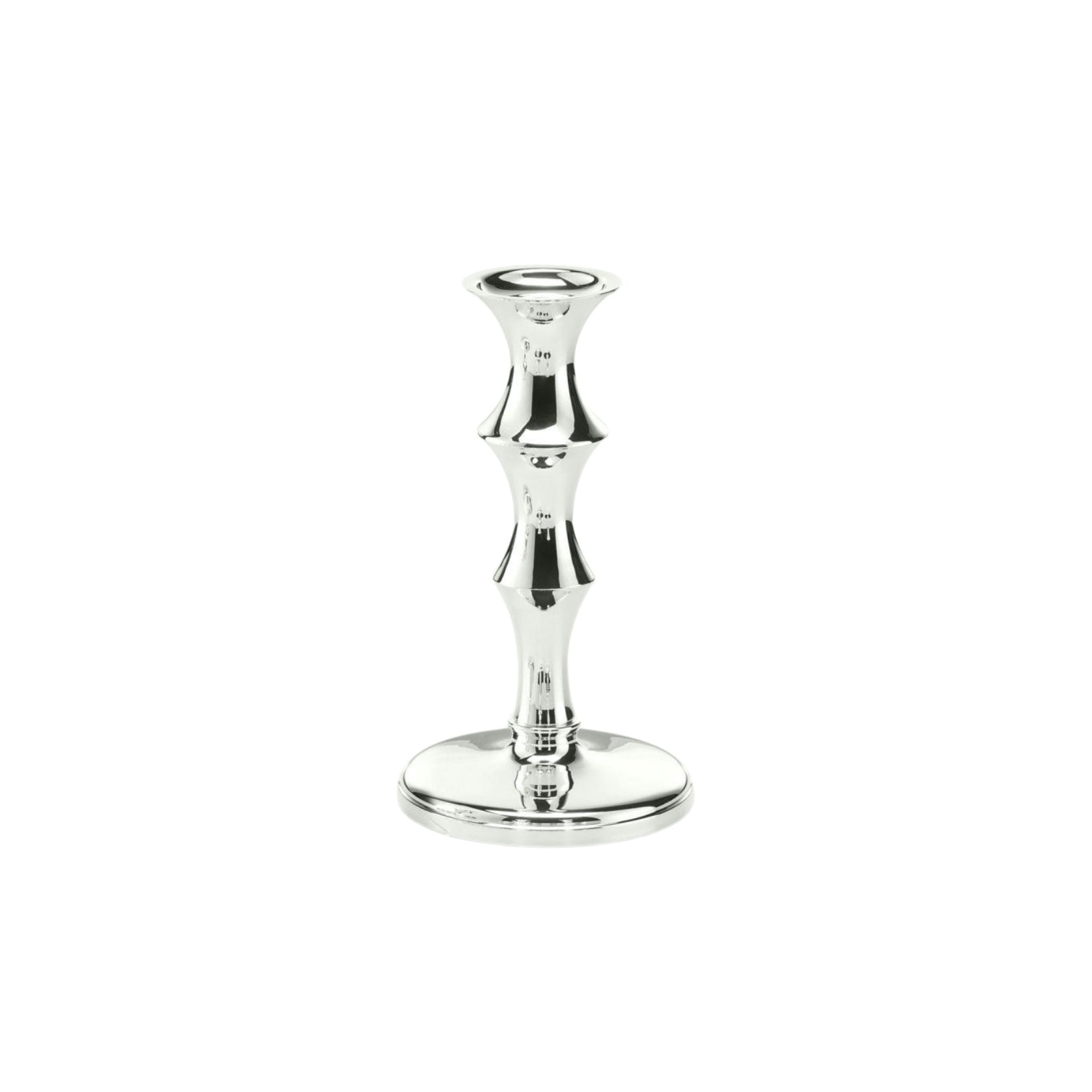 Schiavon, Essentia сandleholders and vases, silver plated, Round single-stem bamboo-shaped candleholder