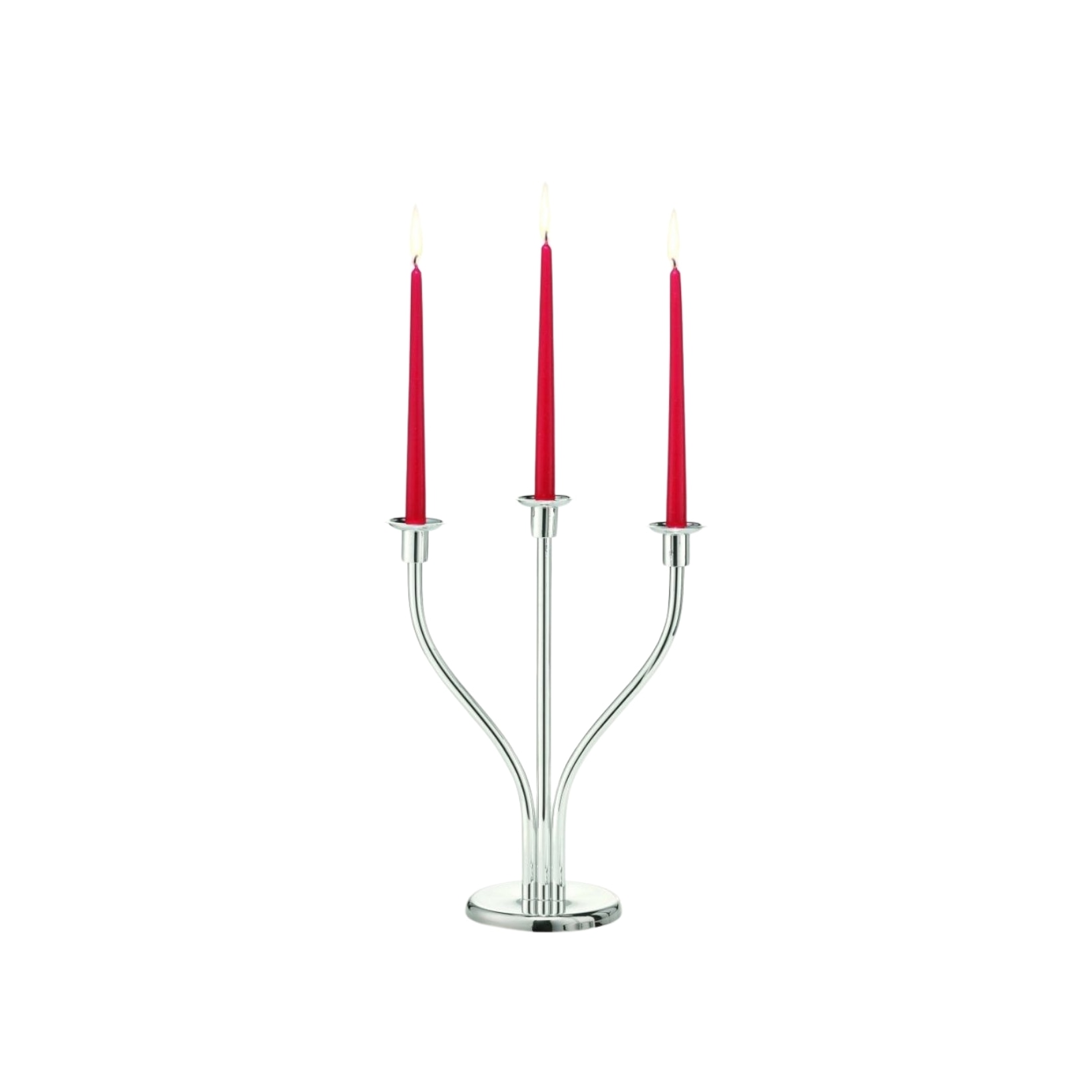 Schiavon, Essentia сandleholders and vases, silver plated, 3-stem rounded candleholder
