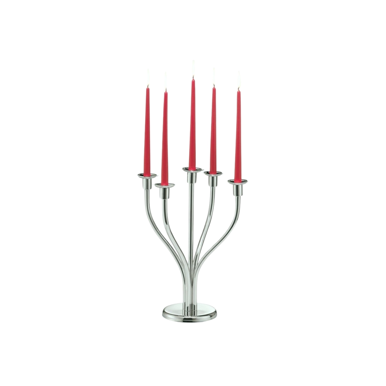 Schiavon, Essentia сandleholders and vases, silver plated, 5-stem rounded candleholder