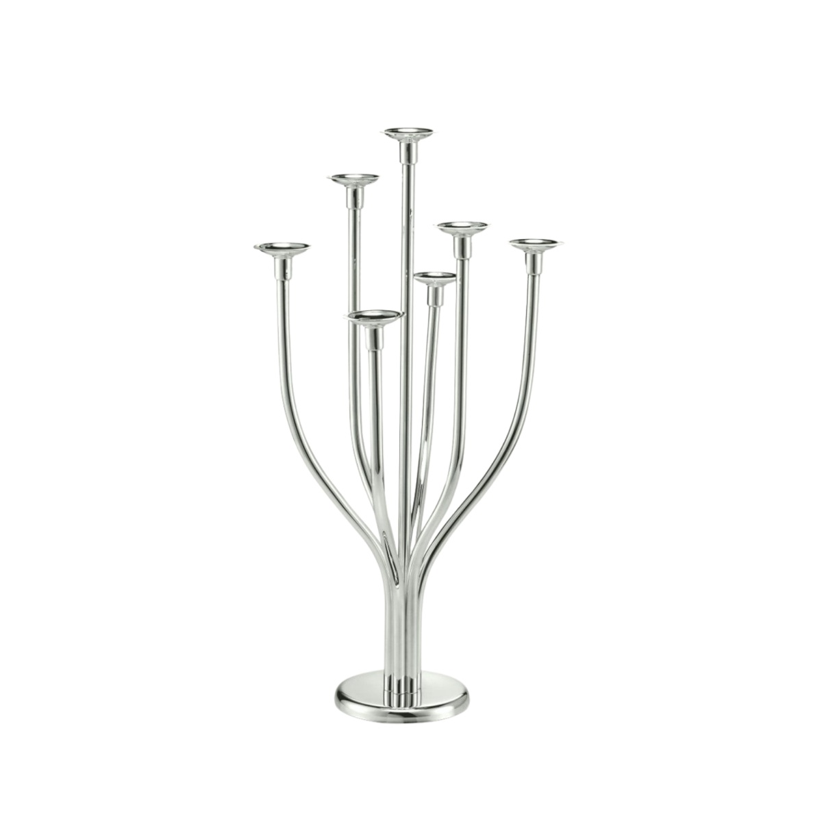 Schiavon, Essentia сandleholders and vases, silver plated, 7-stem rounded candleholder