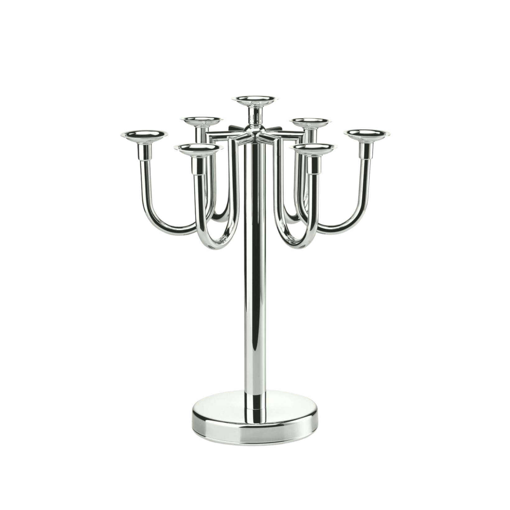 Schiavon, Essentia сandleholders and vases, silver plated, 7-stem candleholder mod.imperiale