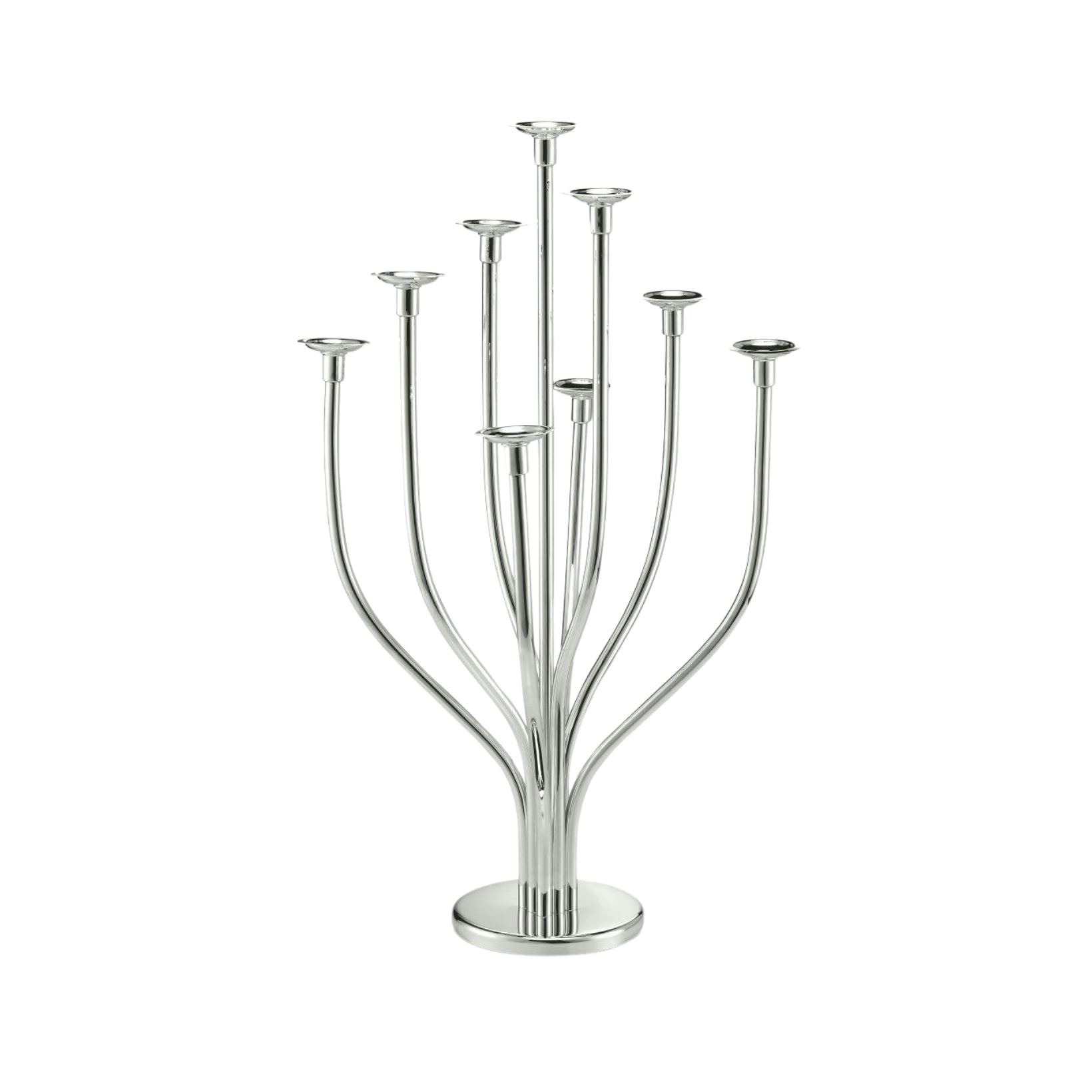 Schiavon, Essentia сandleholders and vases, silver plated, 9-stem tree-shaped candleholder