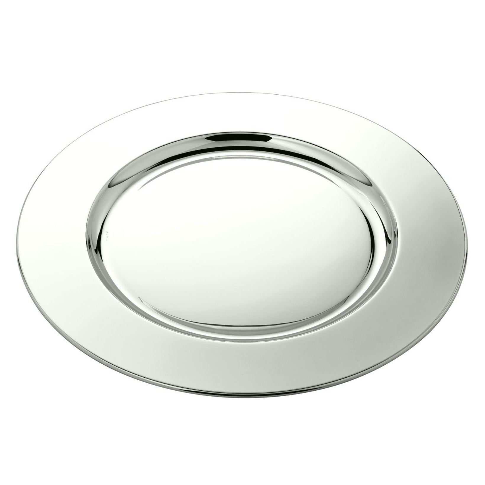 Schiavon, Essentia plates and bowls, silver plated, Round plate with flat edge