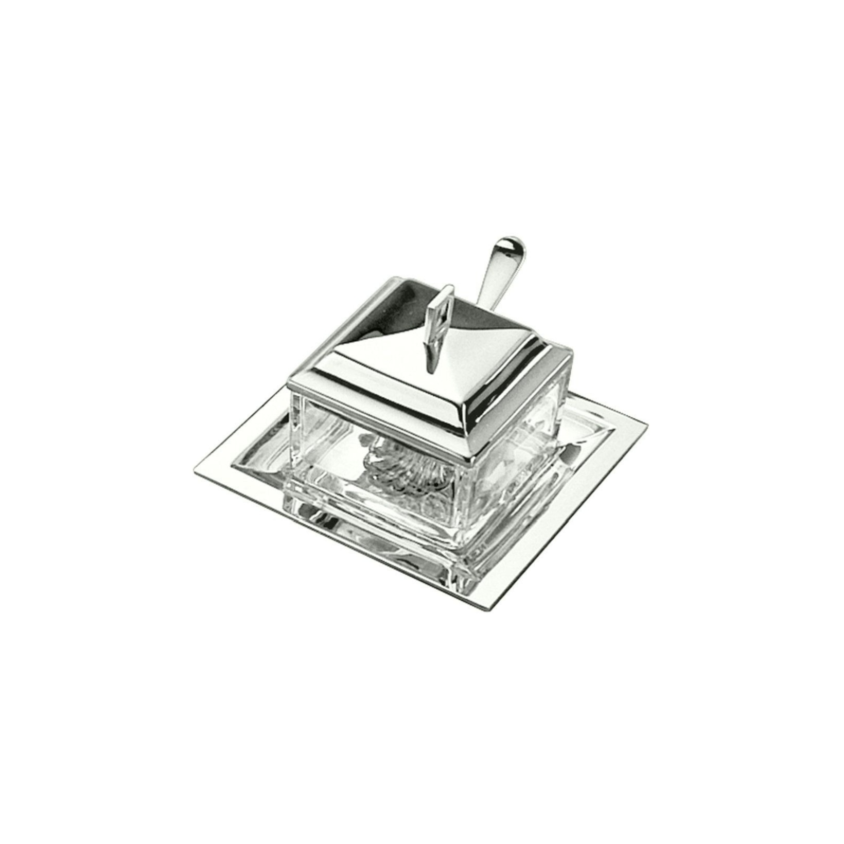Schiavon, Essentia table accessories, silver plated, Edged square cheese bowl