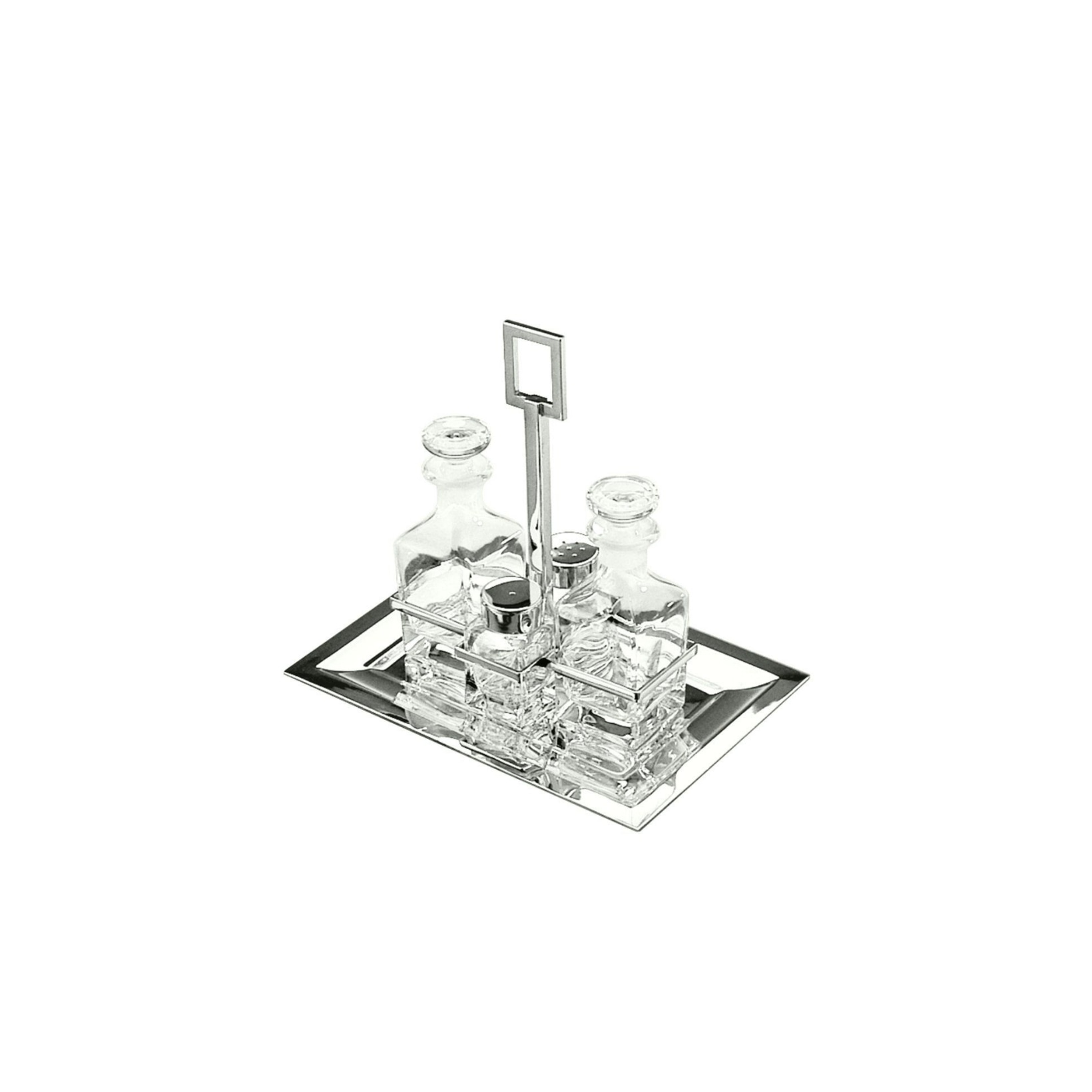 Schiavon, Essentia table accessories, silver plated, Edged rectangular cruet