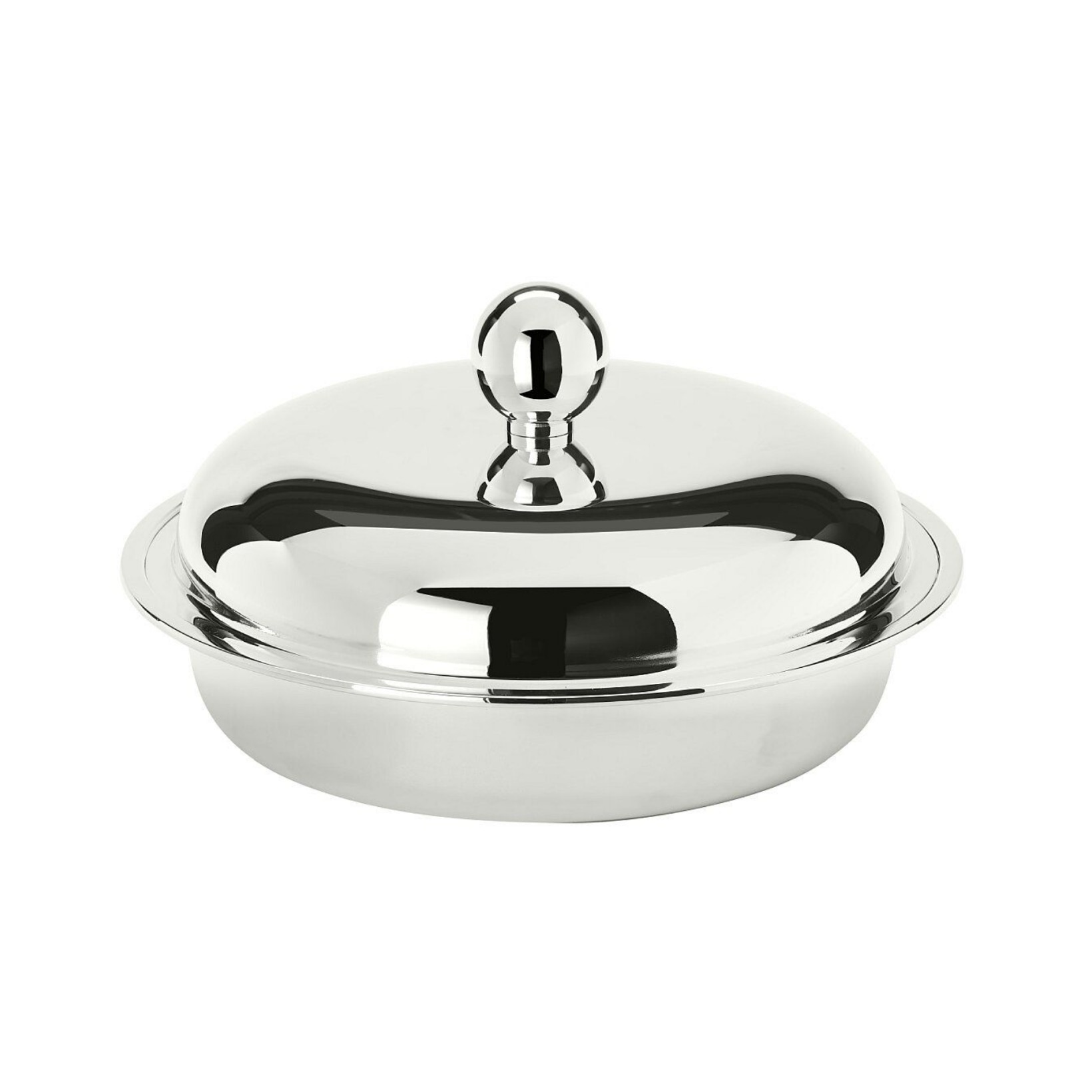 Schiavon, Essentia table accessories, silver plated, Round serving dish with pyrex and lid