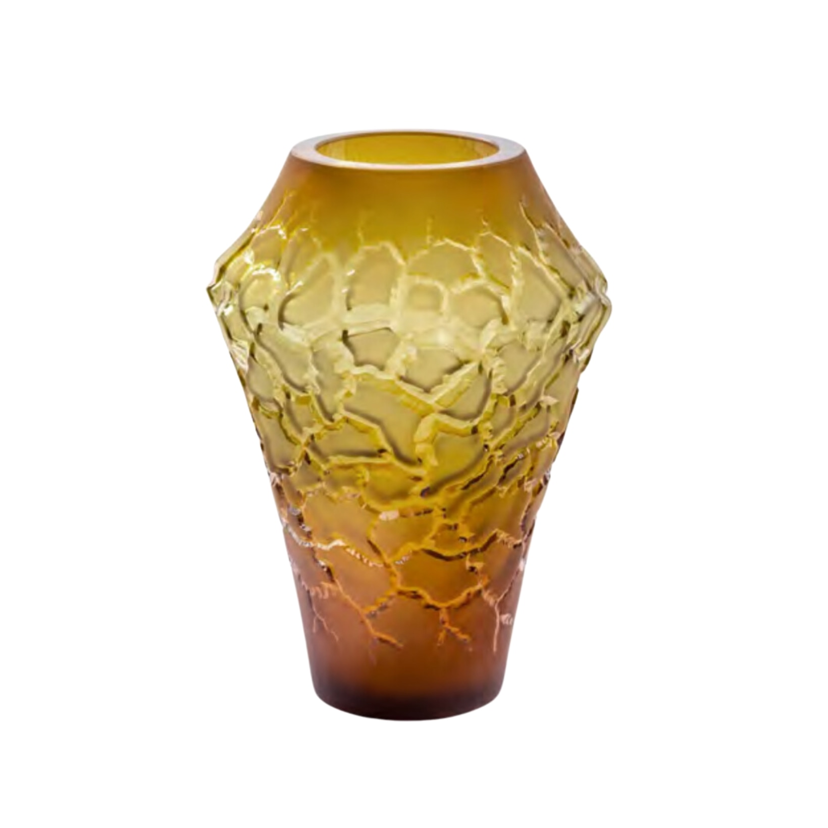 Lalique, Caldera collection, Vase medium, yellow