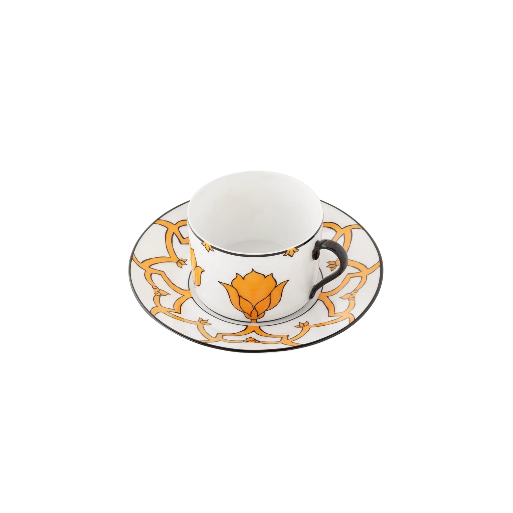Pinto, Jaipur, Tea cup and saucer, orange