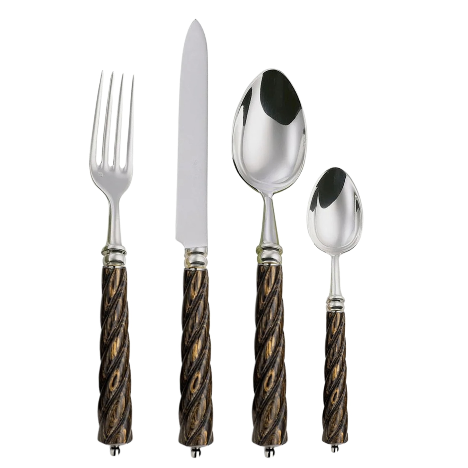 Alain Saint-Joanis, Mistral Black, silver plated, Flatware set for 1 person (4 pieces)