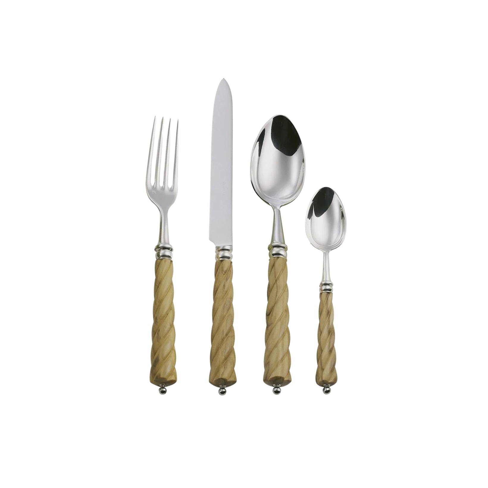 Alain Saint-Joanis, Mistral Olivewood, silver plated, Flatware set for 1 person (4 pieces)