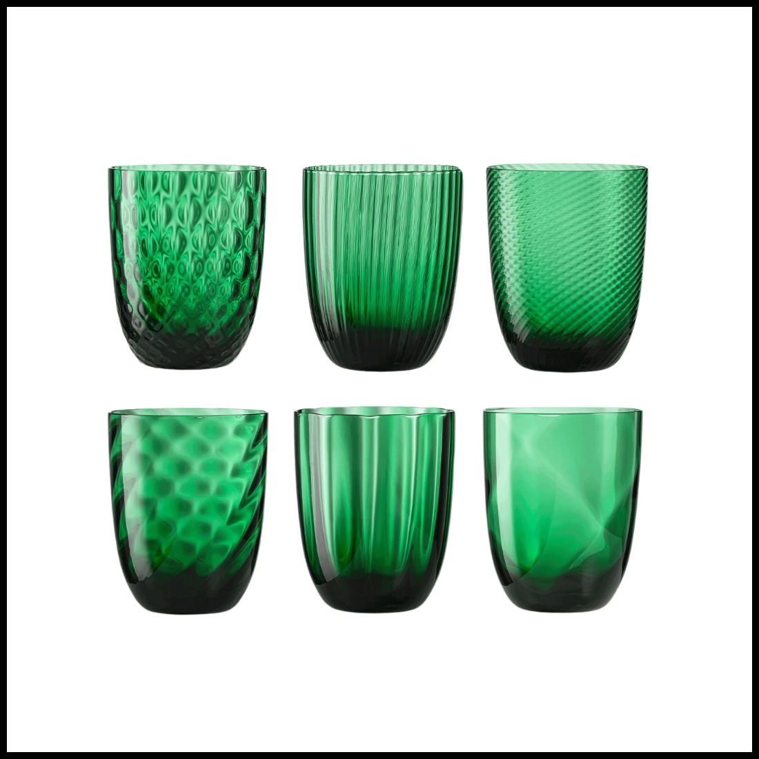 Nason Moretti, Idra glasses, Water glasses set of 6, lauro green